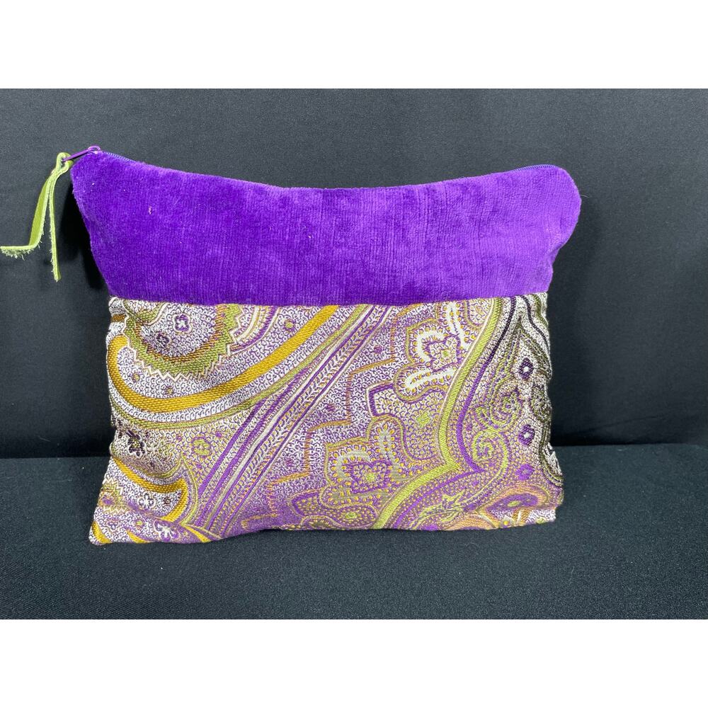 Handmade One of a Kind Bag, Purple & Gold Tapestry Fabric Unique Satchel Pouch
